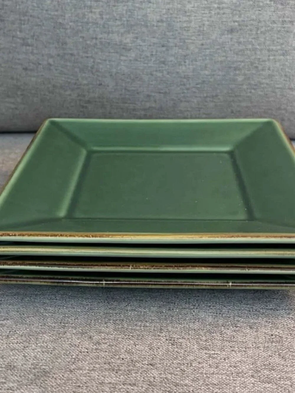 Set of 4 Pottery Barn Asian Green Square Salad Plates - Japan